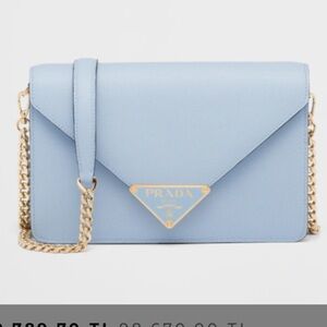 Prada Blue Crossbody Bag with Gold Accents